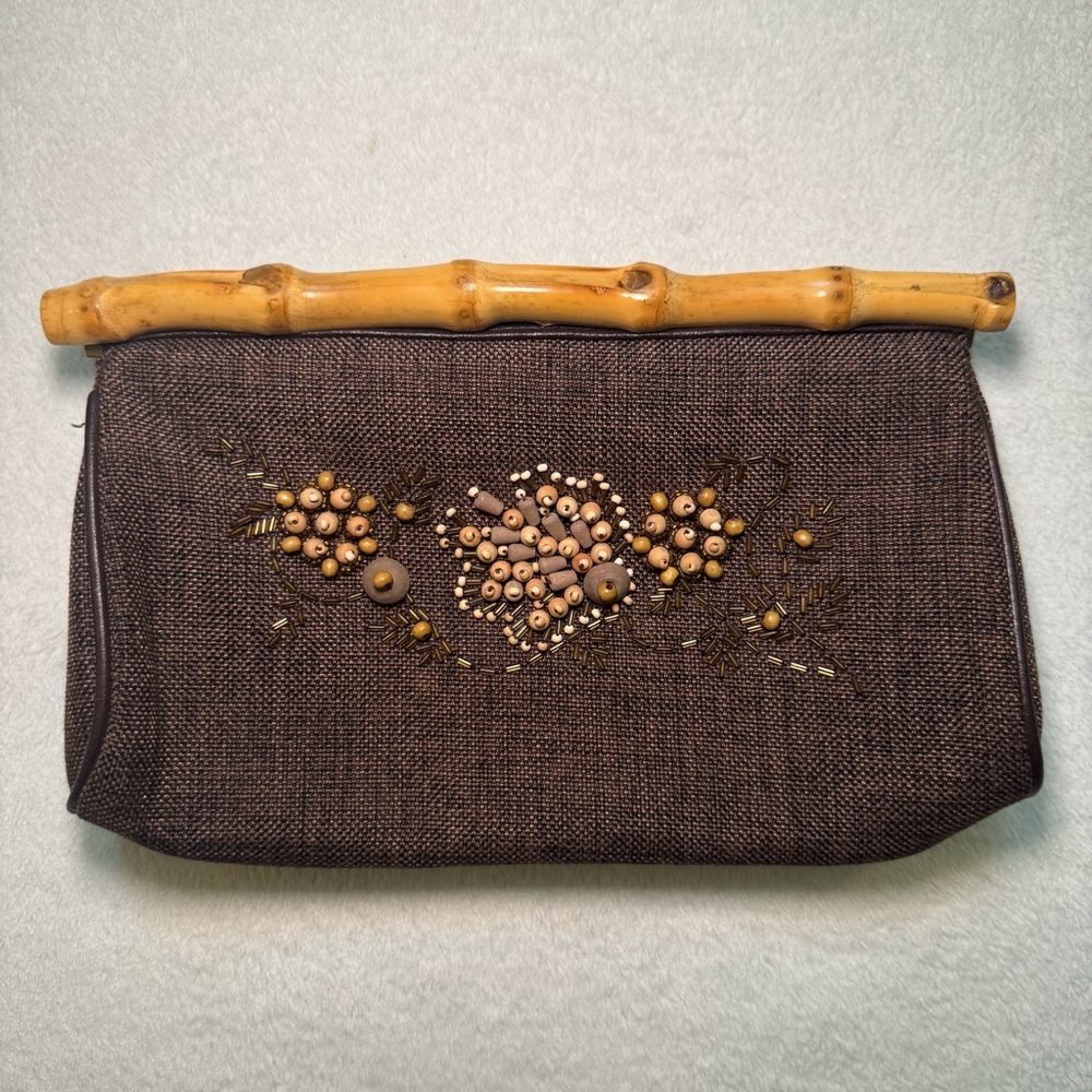 VTG Wood Beaded Bamboo Clutch